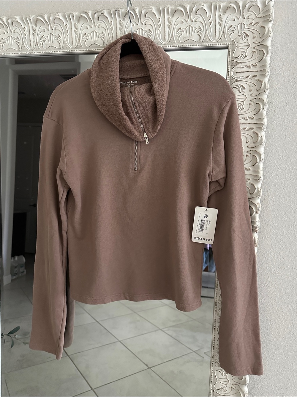 Year Of Ours 1/2 Zip Open Collar in Latte